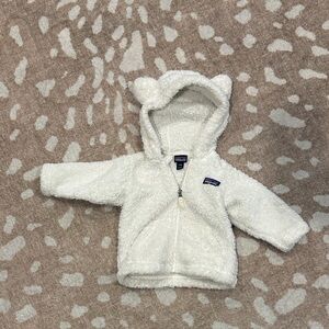 Patagonia Cozy White Baby Fleece with Bear Ears